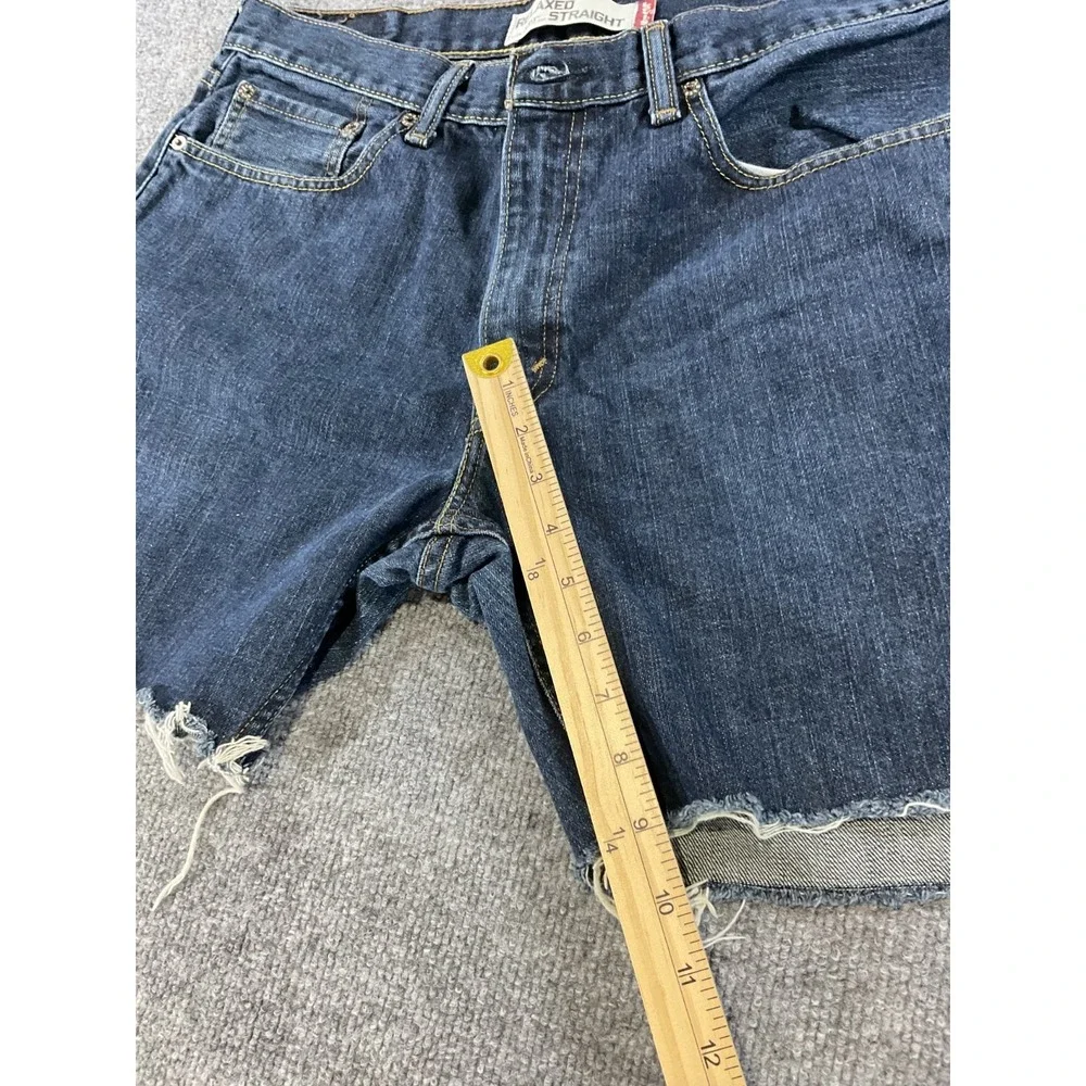 Levi's 559 Denim Shorts 34x34 Relaxed Straight Cut Off Distressed Mens Blue Jean